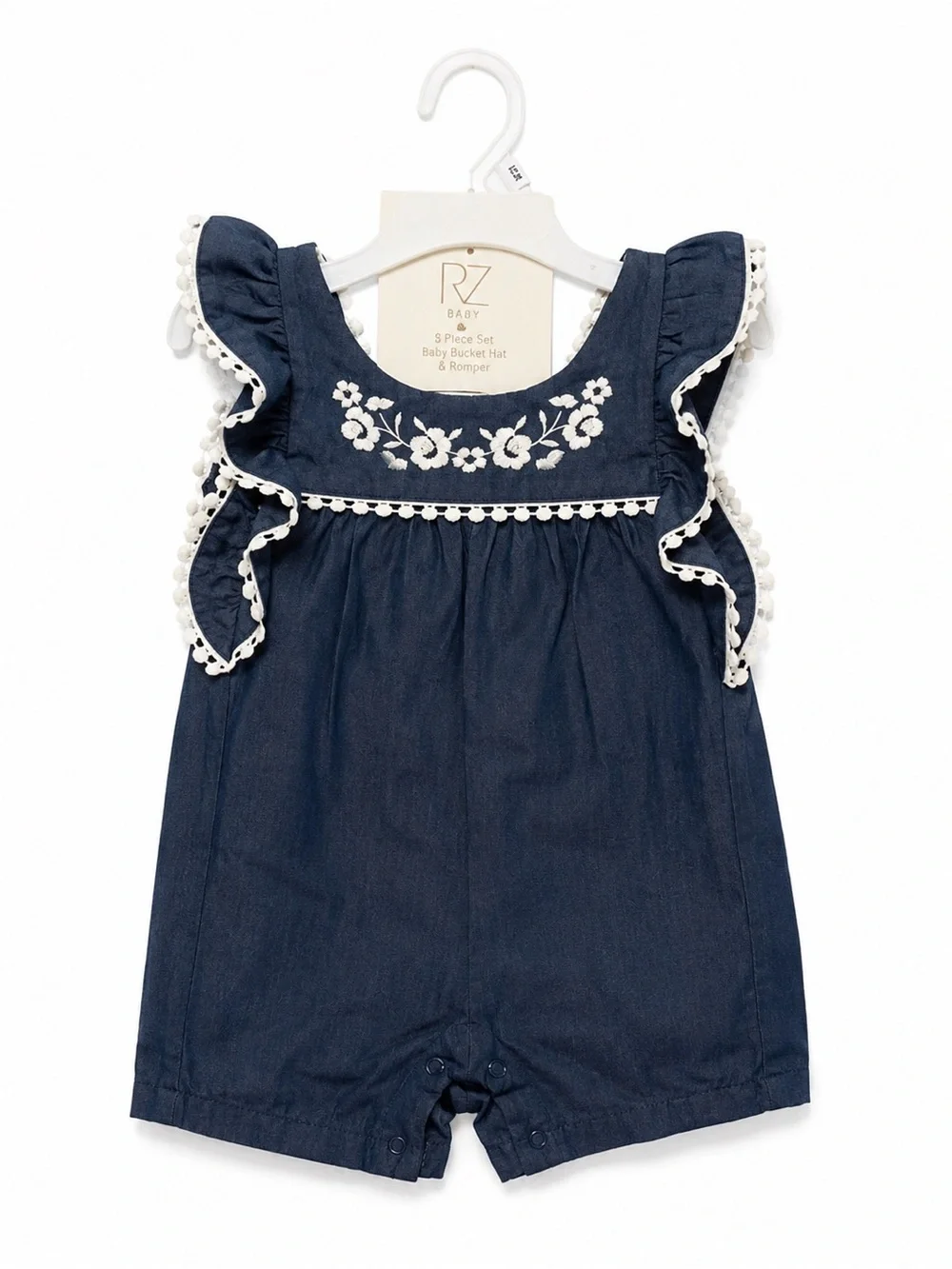 NWT Rachel Zoe Baby 3 Piece Romper Straw Bag & Bow Hair Clip Set